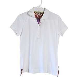 Barbour White Fitted Button Down Polo Shirt Size 12